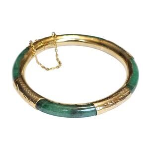 Vintage Aventurine Plated Gold and  Bangle Bracelet